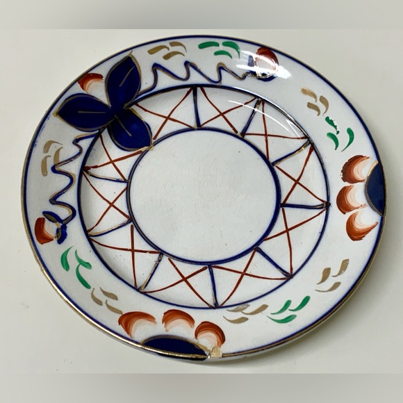 19th Century Antique Gaudy Welsh Dowsywales Pattern 6” Round Hand Painted Plate - Picture 6 of 13